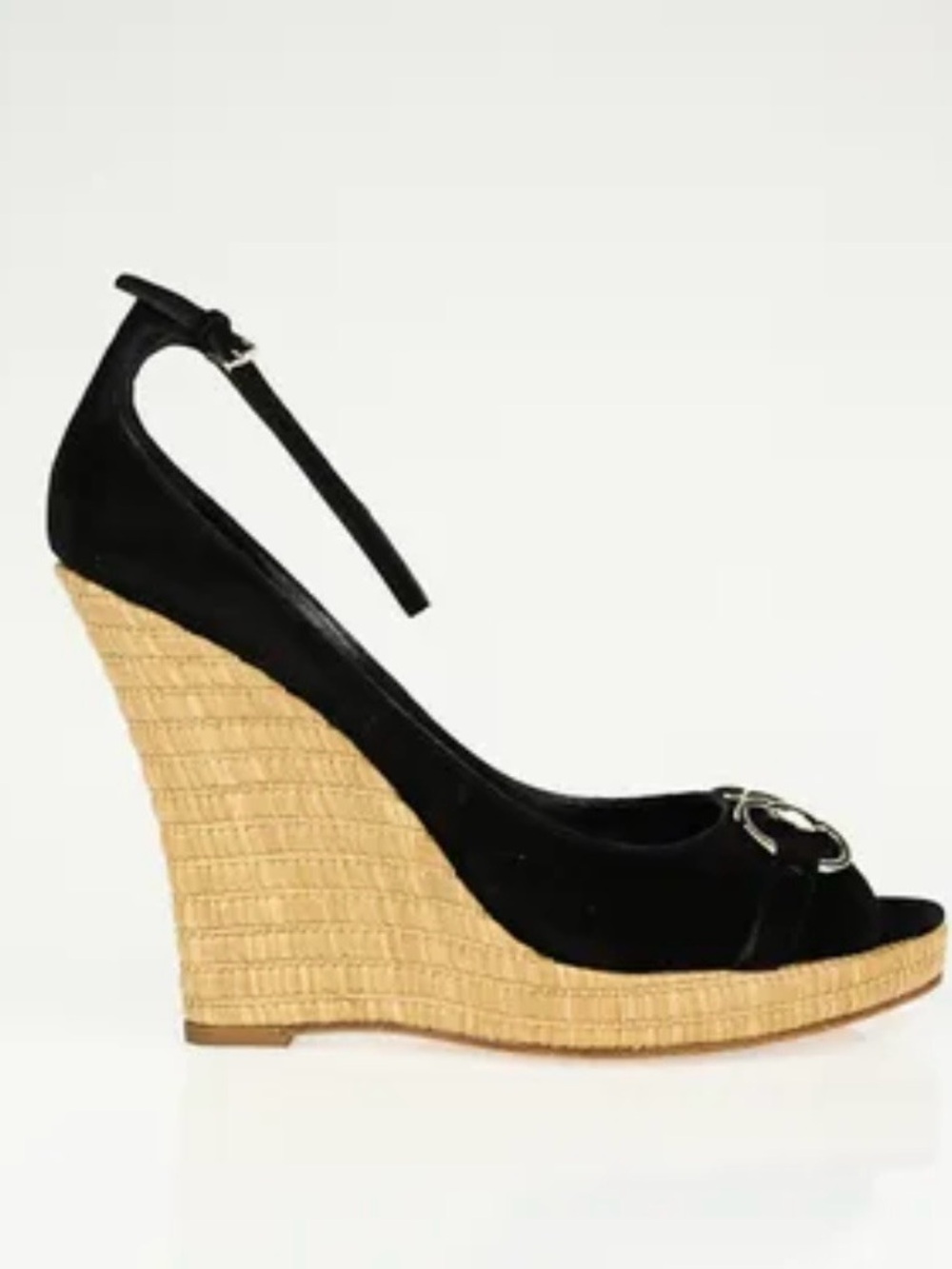 Gucci Horsebit Suede Espadrille Peep Toe Wedge Heels 8.5